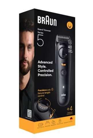 Braun BeardTrimmer 9 BT5520 regolabarba Batteria 40 2 cm Bagnato e secco Nero