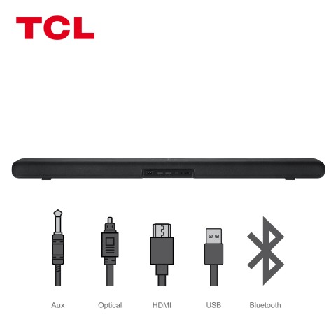 TCL 8 Soundbar TS8111 Dolby Atmos 2.1 con Subwoofer integrato per TV & Wireless Bluetooth (39-inch Speaker, HDMI ARC, Montaggio a parete, Telecomando, tre modalità di suono)