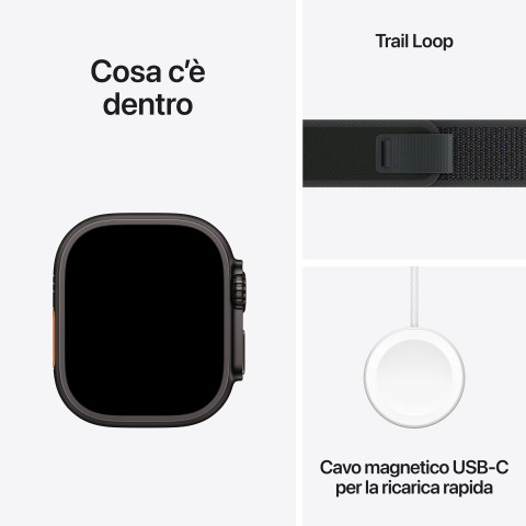 Apple Watch Ultra 2 GPS + Cellular 49mm Cassa Titanio Nero con Nero Trail Loop - M/L