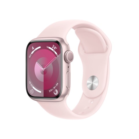 Apple Watch Series 9 GPS Cassa 41mm in Alluminio Rosa con Cinturino Sport Rosa Confetto - M/L