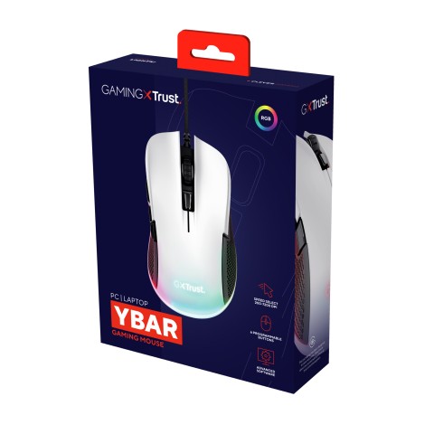 Trust GXT 922W YBAR mouse Gaming Mano destra USB tipo A Ottico 7200 DPI