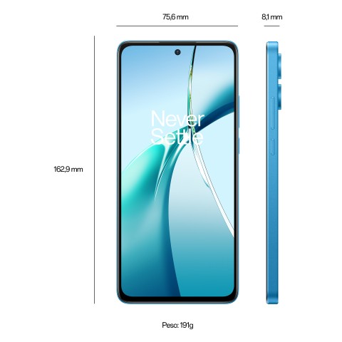 OnePlus Nord CE4 Lite Smartphone, Doppia fotocamera 50+2MP, Selfie 16MP, Display 6.67” 120HZ AMOLED FHD+, 5110mAh, RAM 8GB(Esp4GB/6GB/8GB)+ROM 256GB(Esp2TB), [Versione Italia], Mega Blue