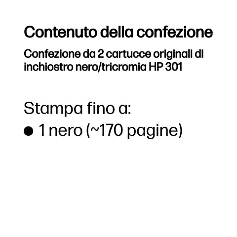 HP Confezione da 2 cartucce originali di inchiostro nero/tricromia 301