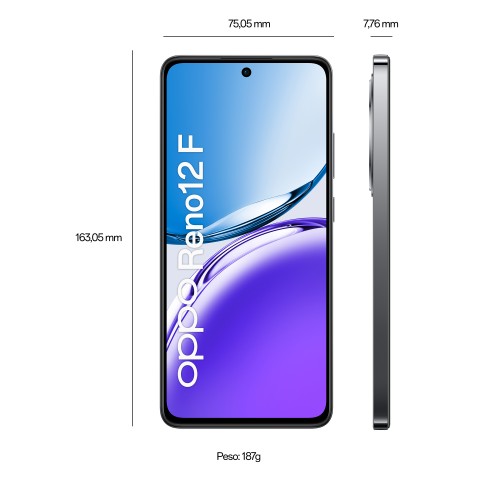 OPPO Reno12 F 4G AI Smartphone, Tripla fotocamera 50+8+2MP, Selfie 32MP, Display 6.67” 120HZ AMOLED FHD+, 5000mAh, RAM 16 GB (8+8) + ROM 256GB, [Versione Italia], Matte Gray