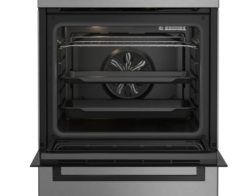 Beko Forno Elettrico Ventilato con Grill Elettrico e Timer,coperchio in vetro, ventilazione tangenziale, Classe A, Inox