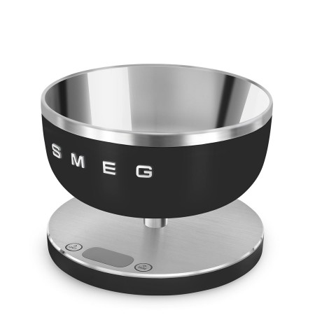 Smeg KSC01BLMWW bilancia da cucina Nero, Acciaio inox Superficie piana Rotondo Bilancia da cucina elettronica