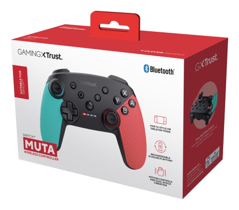 Trust GXT 1246B Muta Nero, Blu, Rosso Bluetooth Gamepad Nintendo Switch, Nintendo Switch Lite