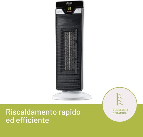 Imetec Eco Ceramic, Termoventilatore, Stufetta elettrica, Tecnologia ceramica, Basso consumo energetico, Silenzioso, 3 livelli di temperatura, Termostato ambiente