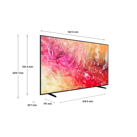 Samsung TV Crystal UHD 4K 43” UE43DU7170UXZT Smart TV Wi-Fi Black 2024, Processore Crystal 4K, 4K Upscaling, Slim Look Design, OTS Lite