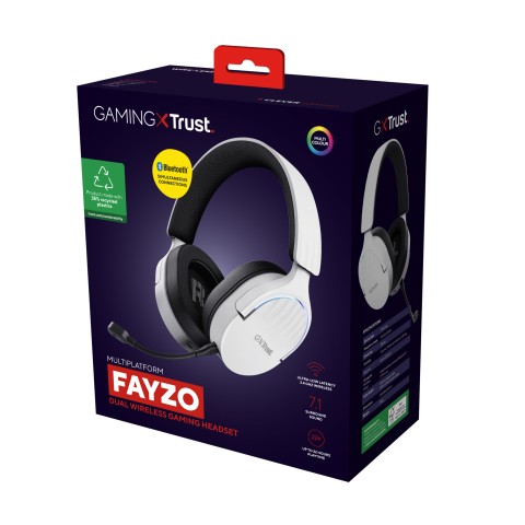 Trust GXT 491W FAYZO Auricolare Con cavo e senza cavo A Padiglione Giocare USB tipo-C Bluetooth Nero, Bianco