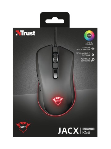 Trust GXT 930 Jacx mouse Gaming Mano destra USB tipo A Ottico 6400 DPI