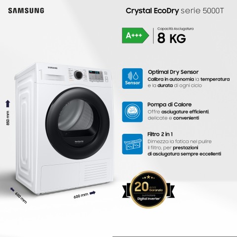 Samsung DV80CGC2B0AH asciugatrice Libera installazione Caricamento frontale 8 kg A+++ Bianco