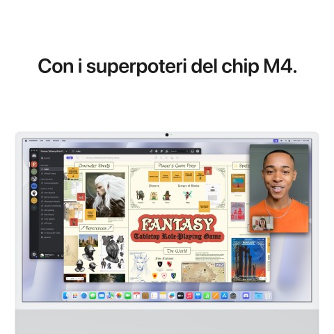 Apple iMac 24"Retina Display 4,5K, Chip M4 con CPU 10‑core, GPU 10‑core, 16GB, 512GB SSD, Argento