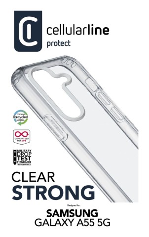 Cellularline Clear Strong - Galaxy A55 5G Custodia rigida con bordi in gomma