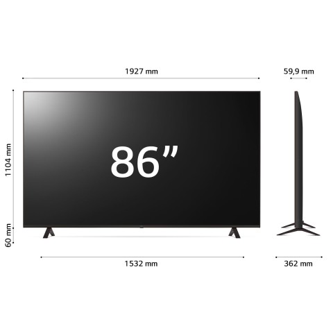 LG UHD 86'' Serie UR76 86UR76006LC, TV 4K, 3 HDMI, SMART TV 2023