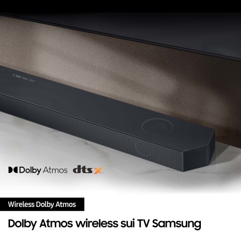 Samsung Soundbar HW-Q700C/ZF Serie Q, 9 speaker, Wireless Dolby Atmos, Audio a 3.1.2 canali, Q-Simphony, Compatibile con Alexa e Google Assistant, Black 2023