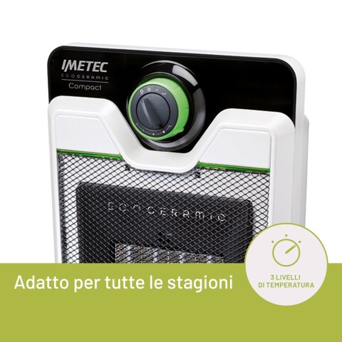 Imetec Termoventilatore Eco Ceramic, Tecnologia Ceramica, Basso Consumo Energetico, Silenzioso