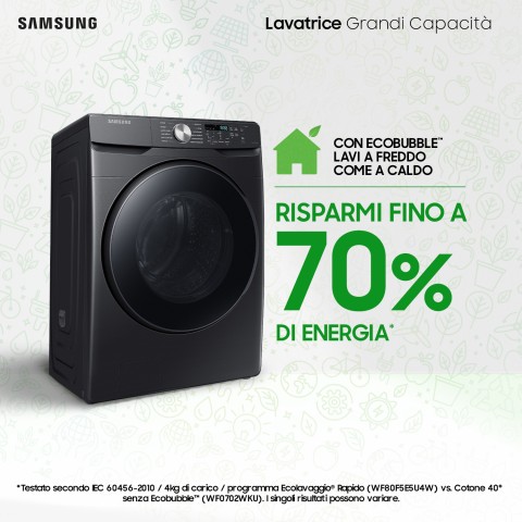 Samsung WF18T8000GV/ET lavatrice a caricamento frontale Grandi Capacità 18 kg Classe C 1100 giri/min, Body nero + porta nera