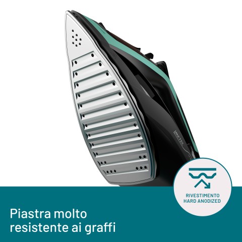 Imetec Onda F1, Ferro da Stiro a Vapore con Piastra a Onde Scorrevole Brevettata, 2400 W, Colpo di Vapore 200g, Serbatoio 300 ml, Tripla Protezione Anticalcare