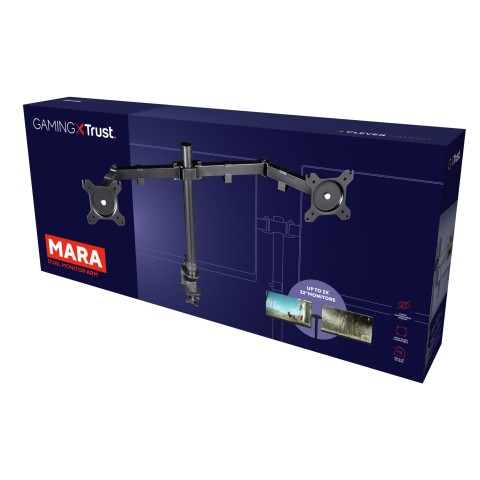 Trust GXT 1120 Mara Dual Monitor Arm supporto da tavolo per Tv a schermo piatto 81,3 cm (32") Scrivania Nero