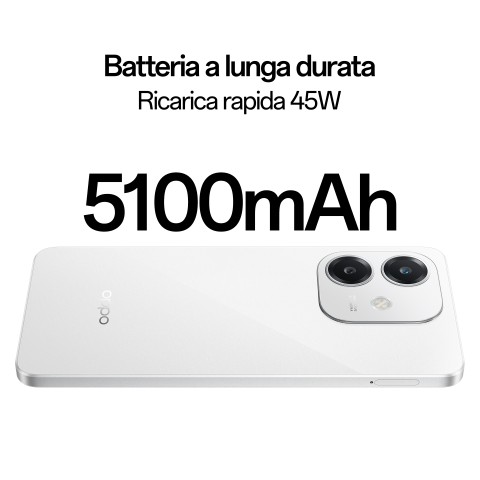 OPPO A40 Smartphone, Fotocamera AI 50MP, Selfie 5MP, Display 6.67” 90HZ LCD HD+, 5100mAh, RAM 12 GB (6+6) + ROM 128GB, IP54, [Versione Italia], Starlight White