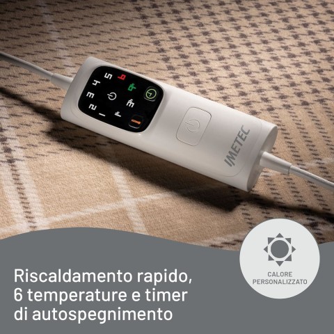 Imetec CaldoPlaid Elegance, Plaid Riscaldabile, Morbida Coperta Elettrica, 180x140 cm, Tessuto Double Face, Risparmio Energetico, Tecnologia Adapto, Rapido Riscaldamento, 6 Temperature, Lavabile