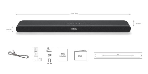 TCL 8 Soundbar TS8111 Dolby Atmos 2.1 con Subwoofer integrato per TV & Wireless Bluetooth (39-inch Speaker, HDMI ARC, Montaggio a parete, Telecomando, tre modalità di suono)