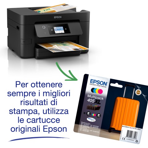 Epson WorkForce Pro WF-3825DWF, stampante multifunzione A4 getto d'inchiostro (stampa, scansione, copia), Display LCD 6.8cm, WiFi Direct, 3 mesi inchiostro incluso con ReadyPrint