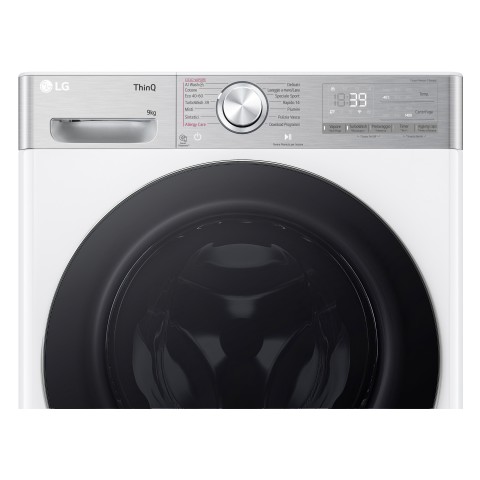 LG F4R9009TPWC Lavatrice 9kg AI DD, Classe A-40%, 1400 giri, TurboWash, Vapore