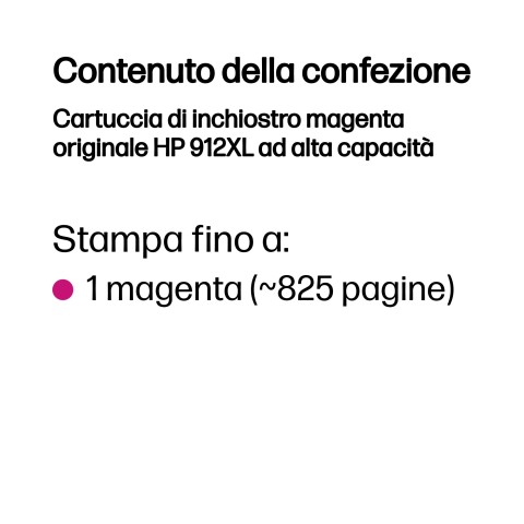 HP Cartuccia di inchiostro magenta originale 912XL ad alta capacità