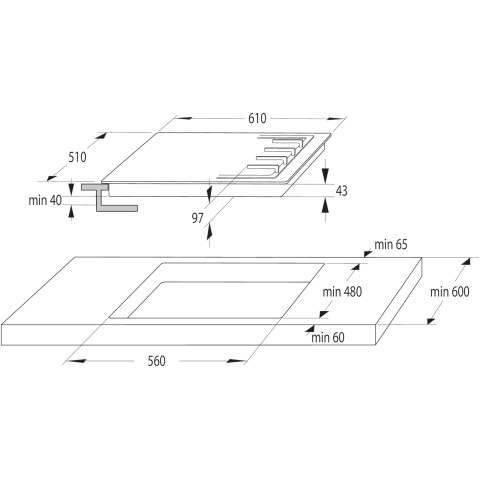 Hisense GG643B piano cottura Nero Da incasso 60 cm Gas 4 Fornello(i)