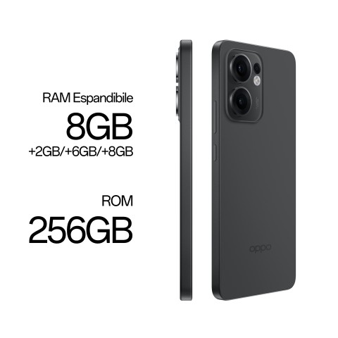 OPPO Reno13 F 5G AI Smartphone, Tripla fotocamera 50+8+2MP, Selfie 32MP, Display 6.67” 120HZ AMOLED FHD+, 5800mAh, RAM 8GB(Esp4GB/6GB/8GB)+ROM 256GB, [Versione Italia], Graphite Grey