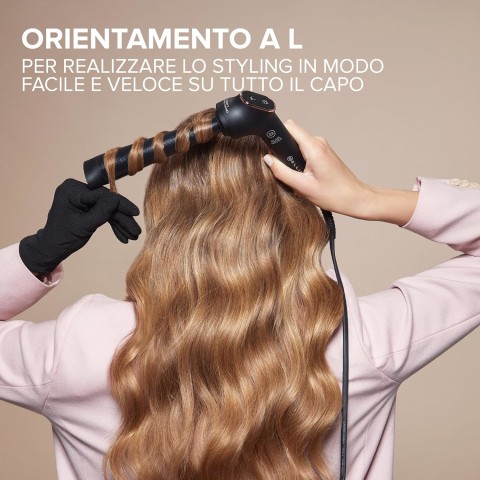 Bellissima Imetec Glam Waves, Ferro Arricciacapelli, Forma Conica, Display, 5 Temperature, Rivestimento Ceramica Diamon e Cheratina, Calore Costante, Puntale Antiscottatura, Riscaldamento Rapido