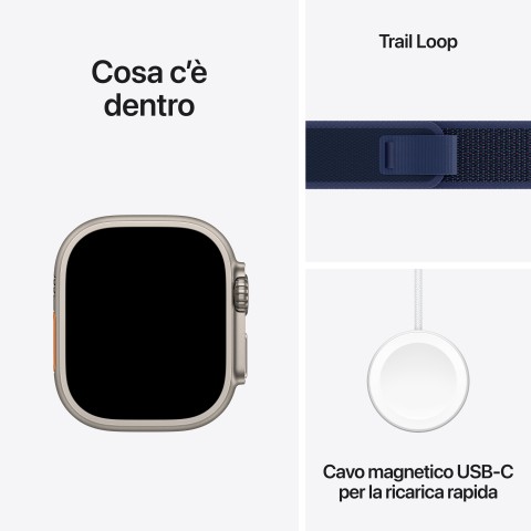 Apple Watch Ultra 2 GPS + Cellular 49mm Cassa in Titanio con Blue Trail Loop - M/L