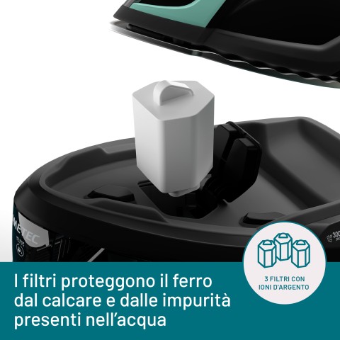 Imetec Onda P1 Ferro da Stiro Generatore di Vapore, Piastra a Onde Scorrevole Brevettata, 2400W, Colpo Vapore 300 g, Serbatoio 2,5L, 3 Filtri con Ioni di Argento, Tecnologia No Stop Vapor