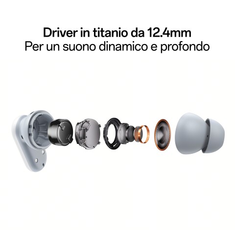 OPPO Enco Buds2 Pro Auricolari True Wireless, Autonomia 38h, Driver da 12.4mm, Bluetooth 5.3, Raggio 10m, Controlli Touch, Cancellazione del rumore IA, Android e iOS, IP55, [Versione Italiana],Granite White