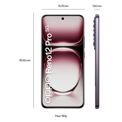 OPPO Reno12 Pro 5G AI Smartphone, Tripla fotocamera 50+50+8MP, Selfie 50MP, Display 6.7” 120HZ AMOLED FHD+, 5000mAh, RAM 24 GB (12+12) + ROM 512GB, [Versione Italia], Nebula Black