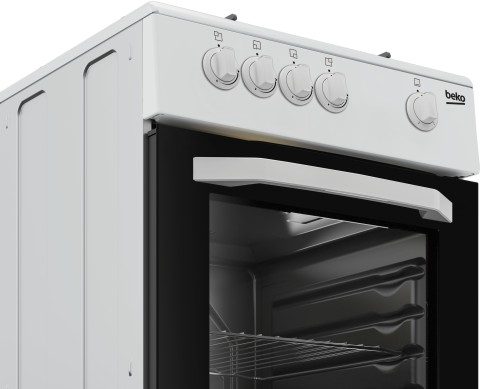 Beko Cucina CSG42001FW, (LxDxA) 50x50x85, Bianca, Forno a gas, piano cottura a gas 4 zone, Coperchio in metallo