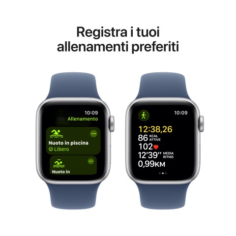 Apple Watch SE GPS 40mm Cassa in Alluminio Color Argento con Denim Sport Band - M/L