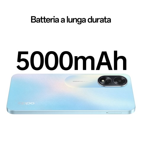 OPPO A18 4G Smartphone, AI Doppia fotocamera 8+2MP, Selfie 5MP, Display 6.56” 90HZ LCD HD+, 5000mAh, RAM 8 GB (4+4) + ROM 128GB, IP54, [Versione Italia],Glowing Blue