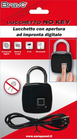 BRAVO LUCCHETTO SICUREZZA NO KEY AD IMPRONTE DIGITALI