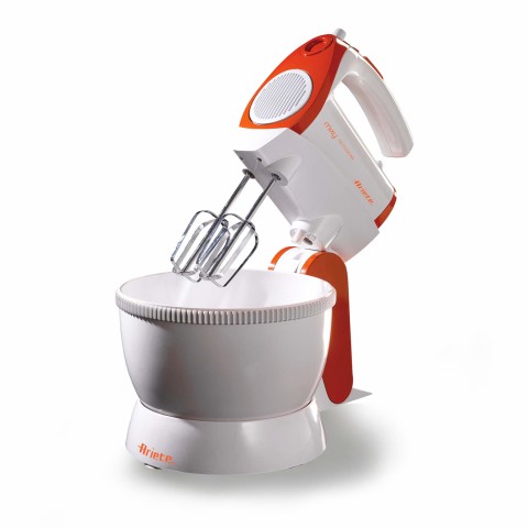 Ariete 1565 Mixy Professional - Sbattitore elettrico con ciotola rotante - 5 velocità - 2 set di fruste in Acciaio Inox - 2,4 L - 300 Watt - Arancione