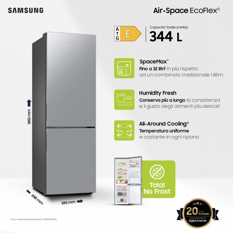 Samsung Frigorifero Combinato EcoFlex 1.85m 344L RB33B610ESA