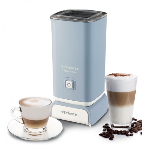 Ariete 2878 Cappuccinatore Vintage - Montalatte a caldo e a freddo - Cappuccino, cioccolata, infusi liofilizzati - 500 Watt - Celeste