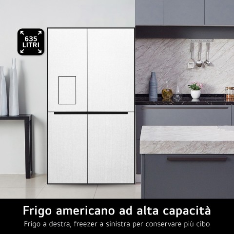 LG GSLV70PZTD Frigorifero Side-by-Side, Classe D, 635L, Wi-Fi, Con allaccio, Inox