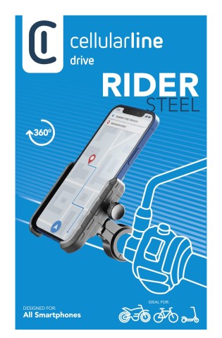 Cellularline Rider Steel - Universal Supporto smartphone in alluminio da manubrio