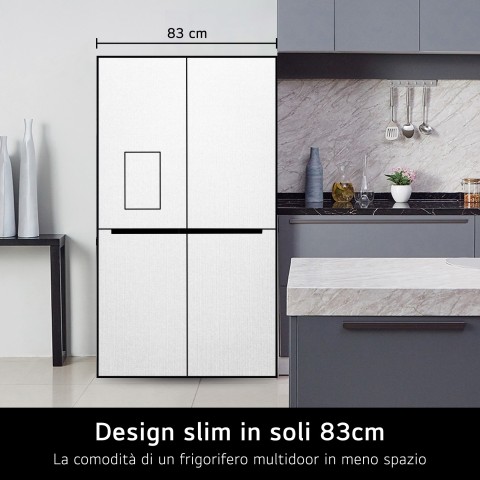 LG GML844PZAE Frigorifero Multidoor Slim, Classe E 506L, Wi-Fi, Drink dispenser, UVnano, Door Cooling, Inox