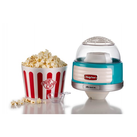 Ariete 2957 Pop Corn XL Party Time - Macchina per Popcorn - Scoppia 60gr di Mais in 2 minuti ad Aria Calda - Ciotola Estraibile - 1100 Watt - Azzurro