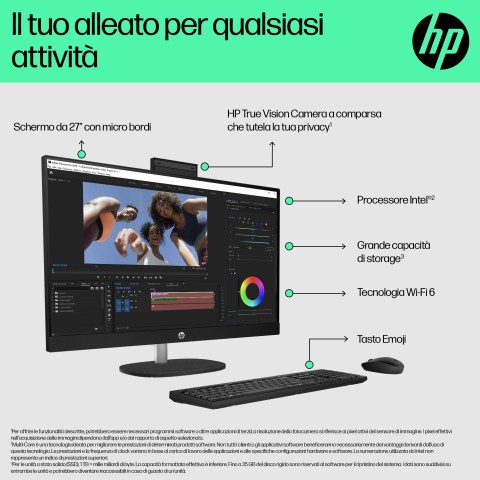 HP 27-cr0015nl Intel® Core™ i5 i5-1335U 68,6 cm (27") 1920 x 1080 Pixel PC All-in-one 8 GB DDR4-SDRAM 512 GB SSD Windows 11 Home Wi-Fi 6 (802.11ax) Bianco