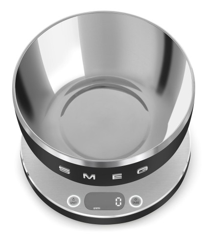 Smeg KSC01BLMWW bilancia da cucina Nero, Acciaio inox Superficie piana Rotondo Bilancia da cucina elettronica